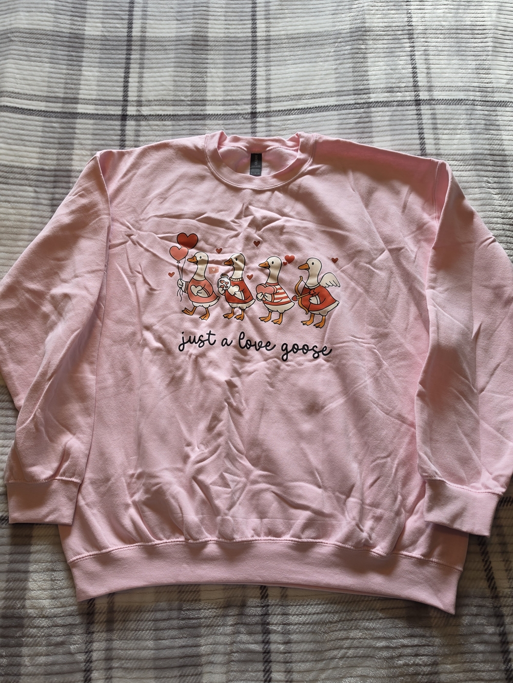 Gildan Pink 'Just a Love Goose' Graphic Sweatshirt